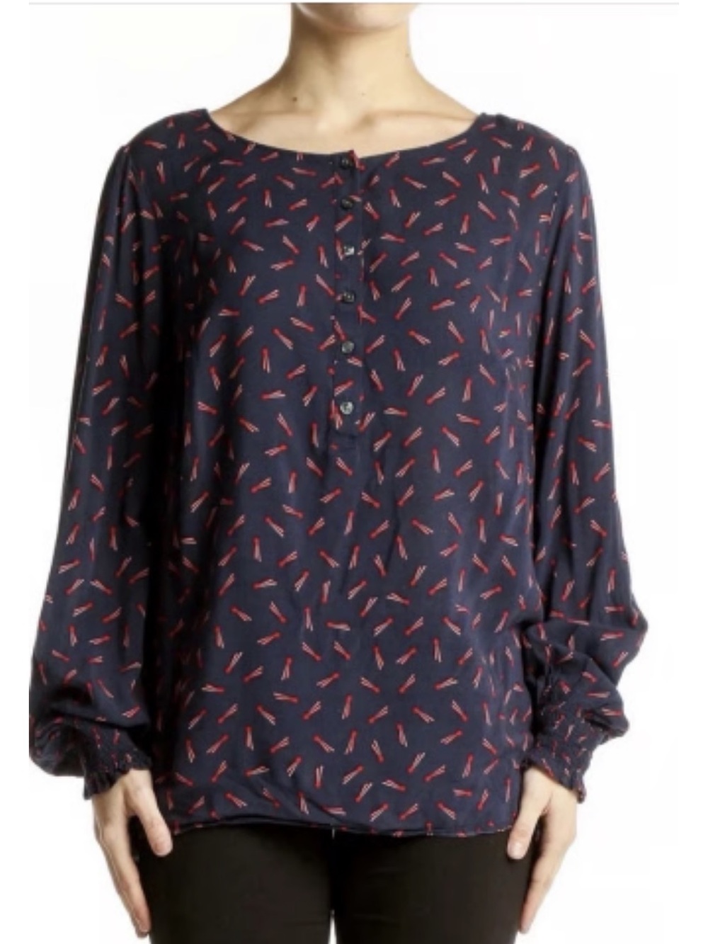 NEW Boden Kara Shooting Star Beam Button Down Blouse in Navy Blue/Red Size 18